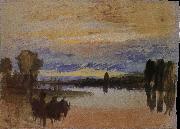 Joseph Mallord William Turner Sunset near the lake oil painting reproduction
